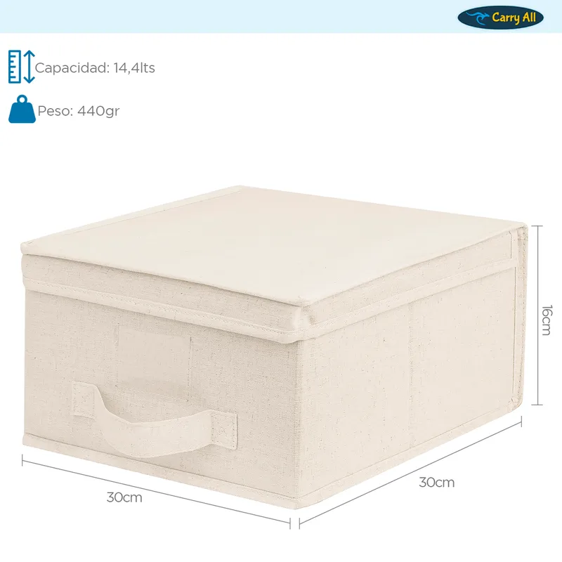 CARRY ALL - Pack 3 Caja Organizadora Carry All Plegable De Tela Beige M