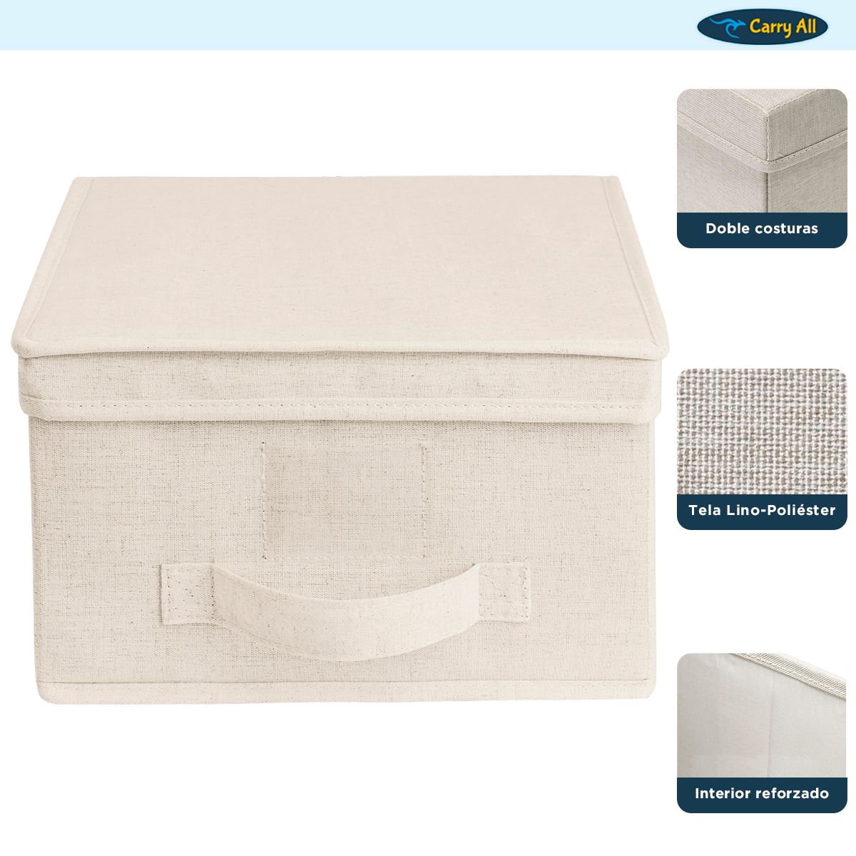CARRY ALL - Pack 3 Caja Organizadora Carry All Plegable De Tela Beige M