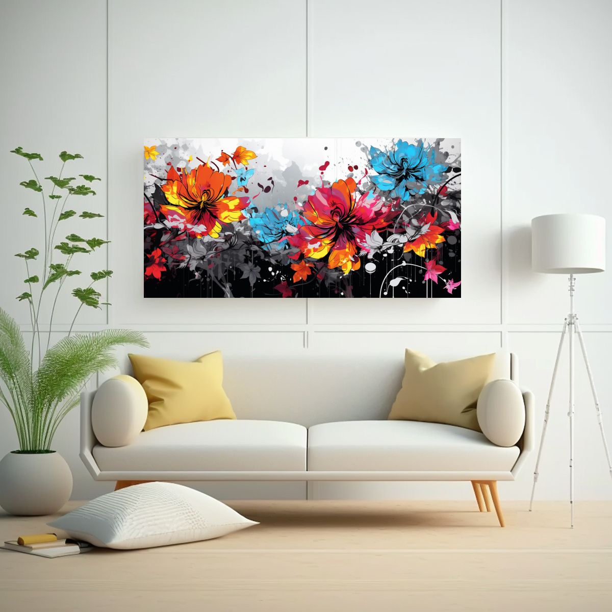 GENERICO - Cuadro Lienzo Minimalista Estilo Neonoir Pincel 100x50 Cm