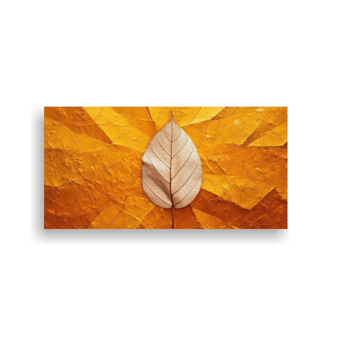 GENERICO - Cuadro Abstracto Hoja Otoño Vista Superior Arte 100x50 Cm