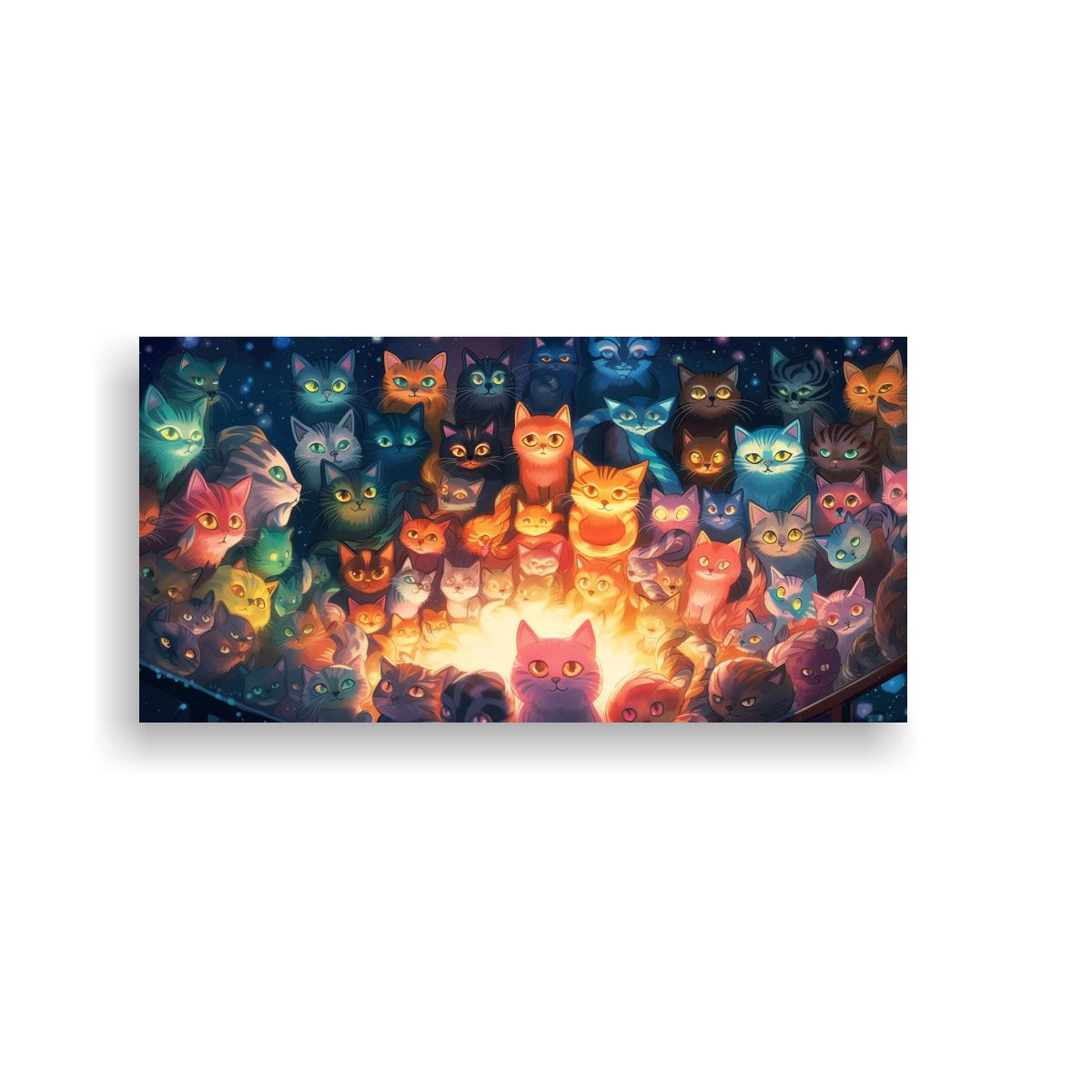 GENERICO - Cuadro Gatos Con Ojos Brillantes En El Centro De 80x40 Cm