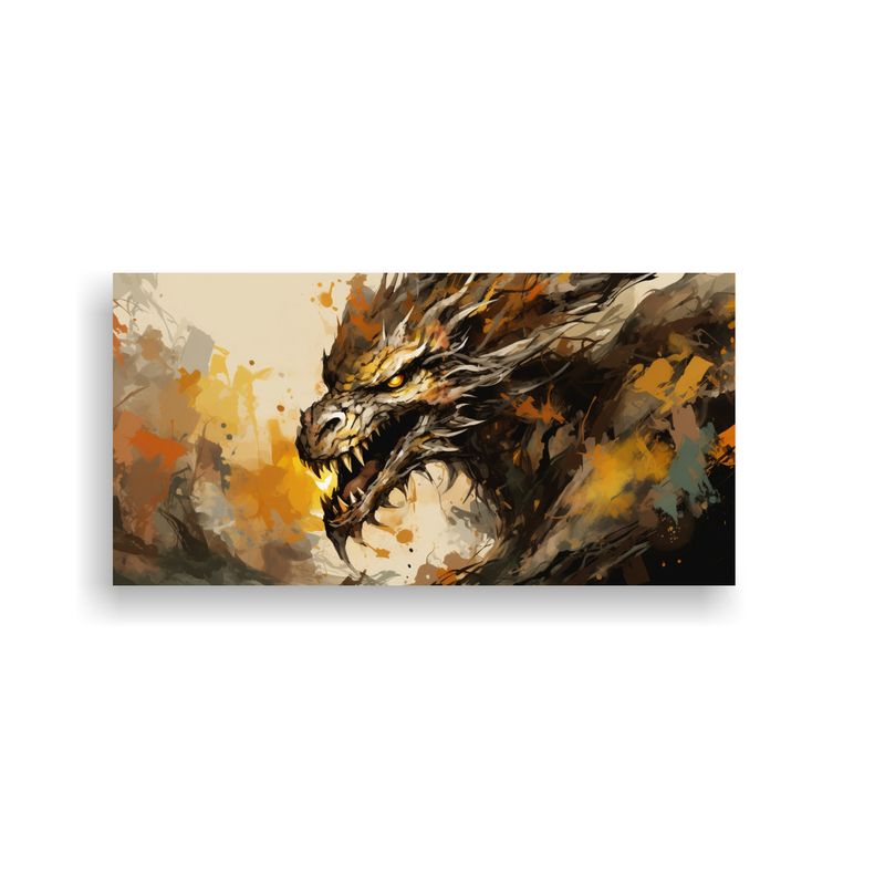 GENERICO - Pinturas Decorativas De Dragón En Tonos Marrón 100x50 Cm