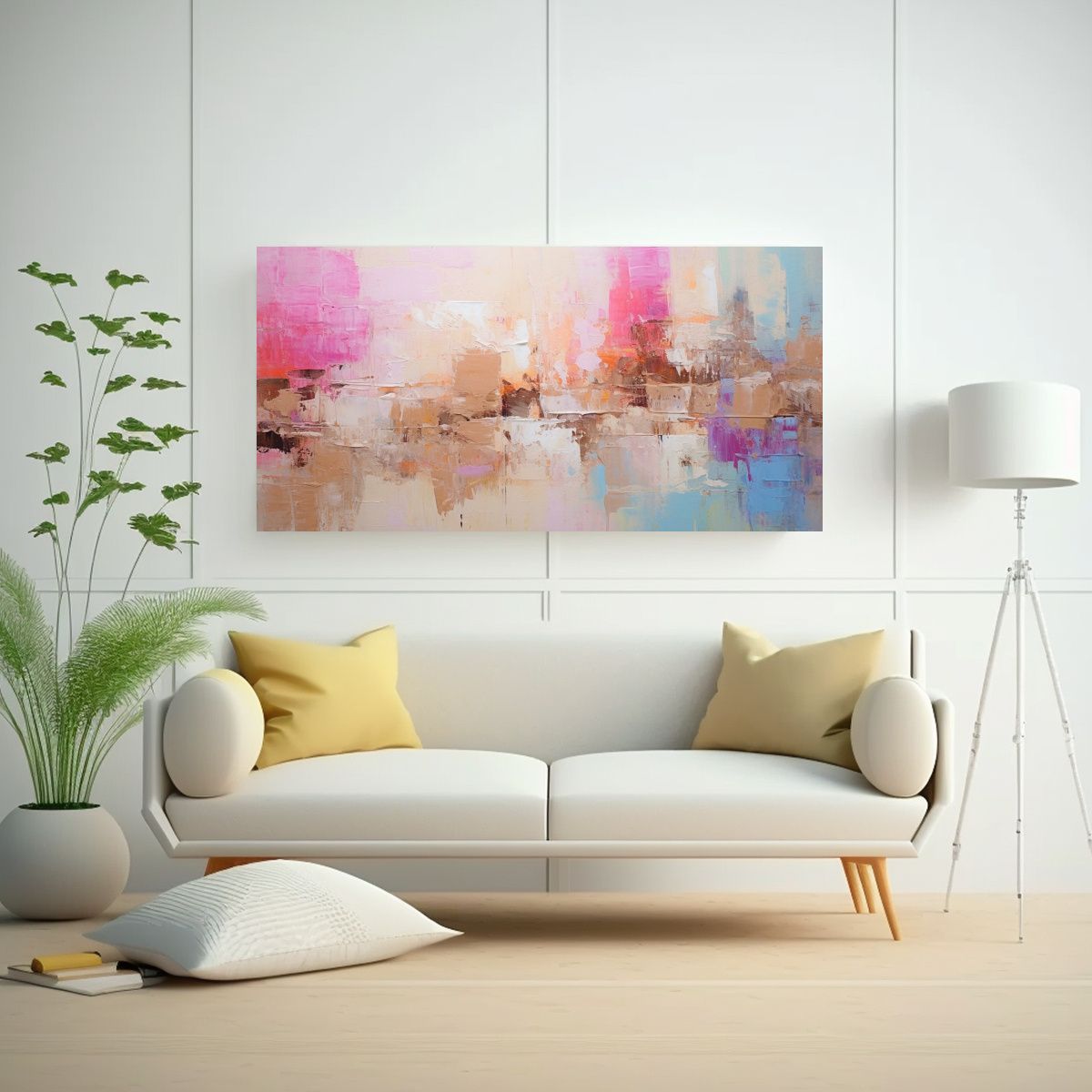 GENERICO - Pintura Abstracta En Colores Pastel Para 60x30 Cm