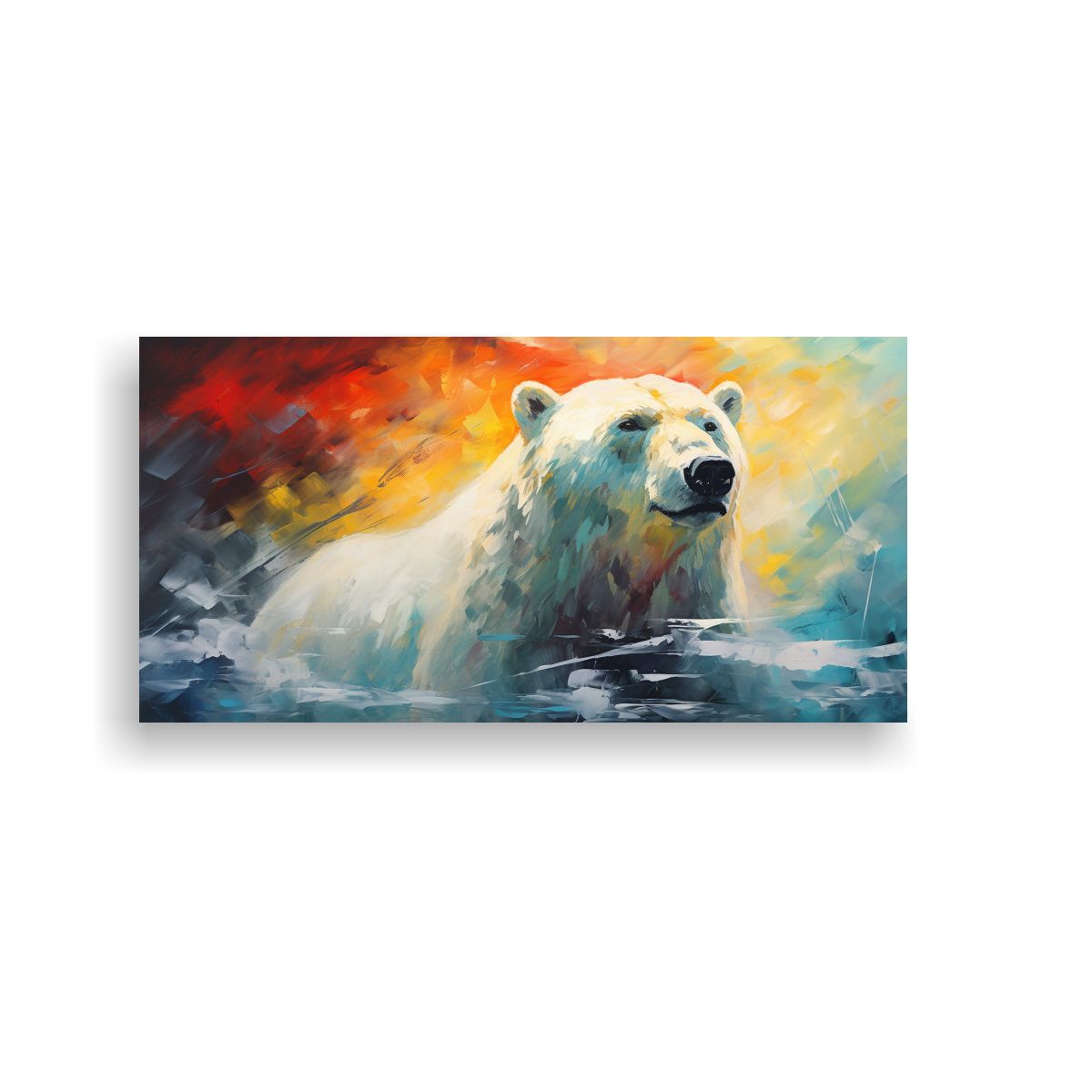 GENERICO - Pintura Al Estilo óleo Vintage De Oso Polar En 100x50 Cm.