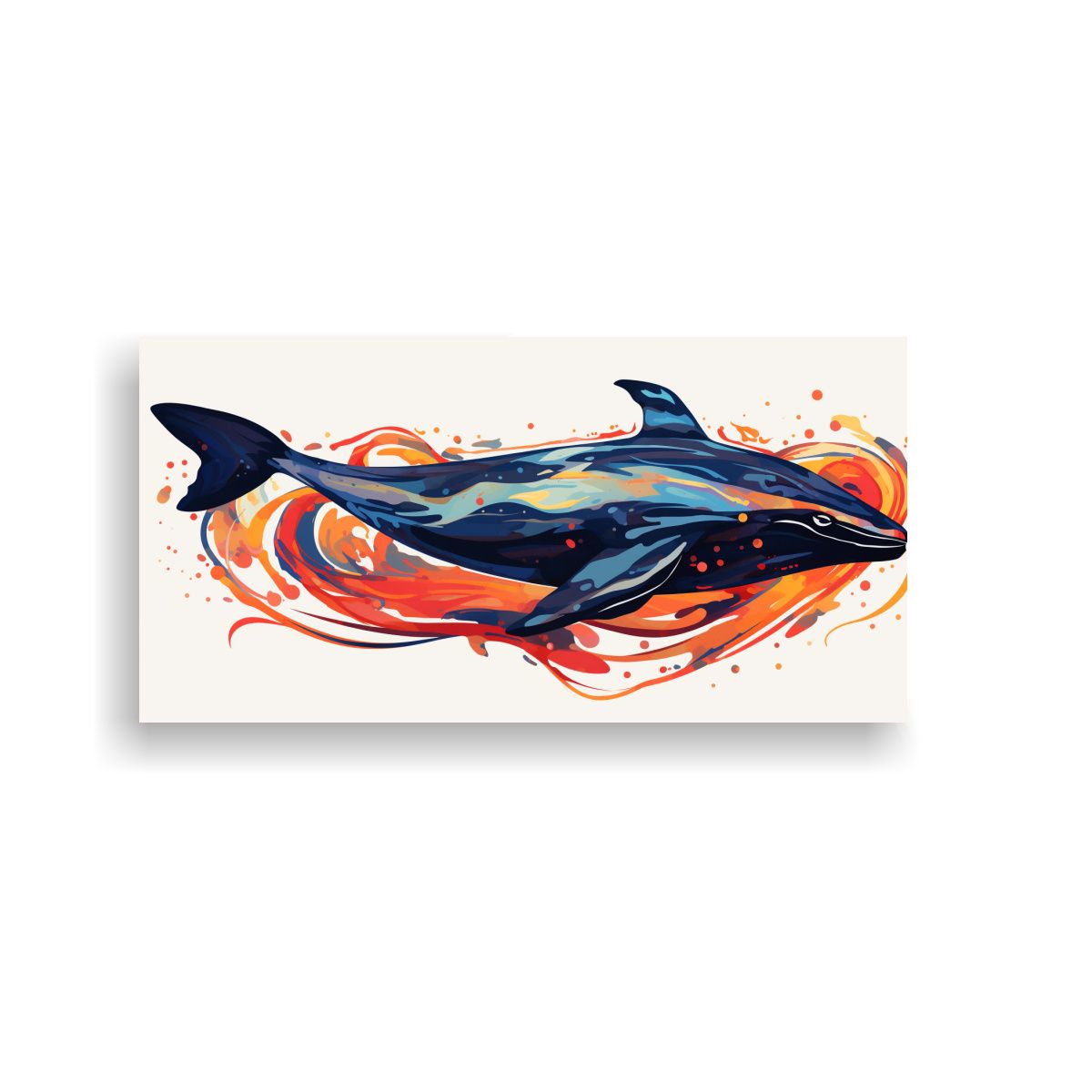 GENERICO - Cuadro Vintage Majestuosa Ballena En Colores 80x40 Cm