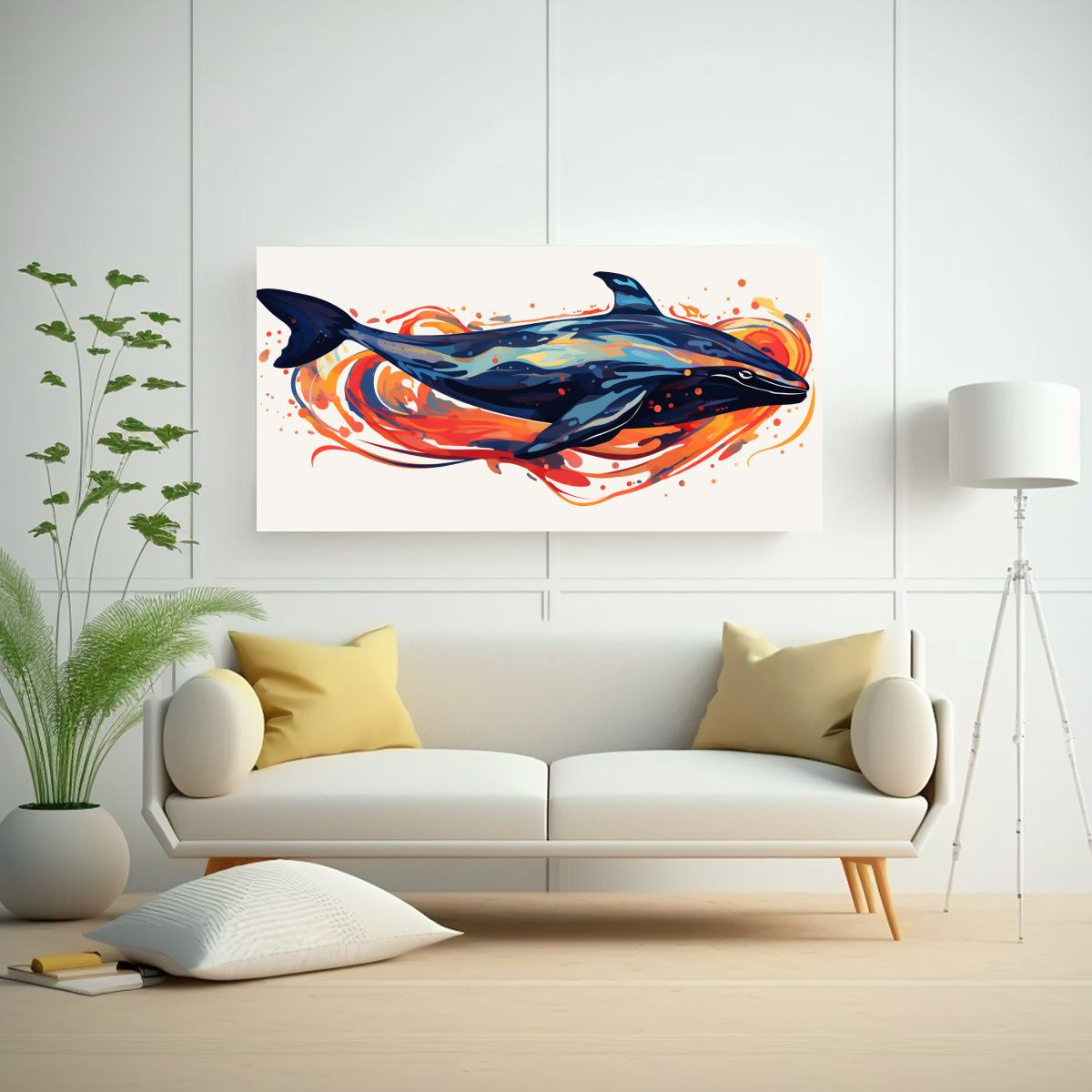 GENERICO - Cuadro Vintage Majestuosa Ballena En Colores 80x40 Cm