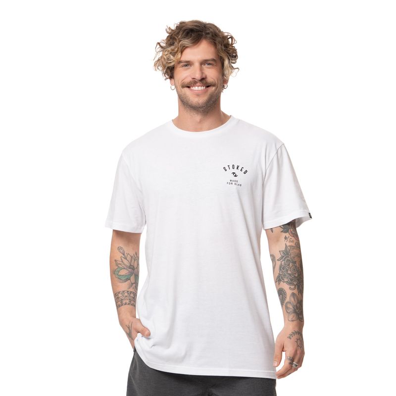 STOKED - Polera Hombre Logo Blanco Stoked