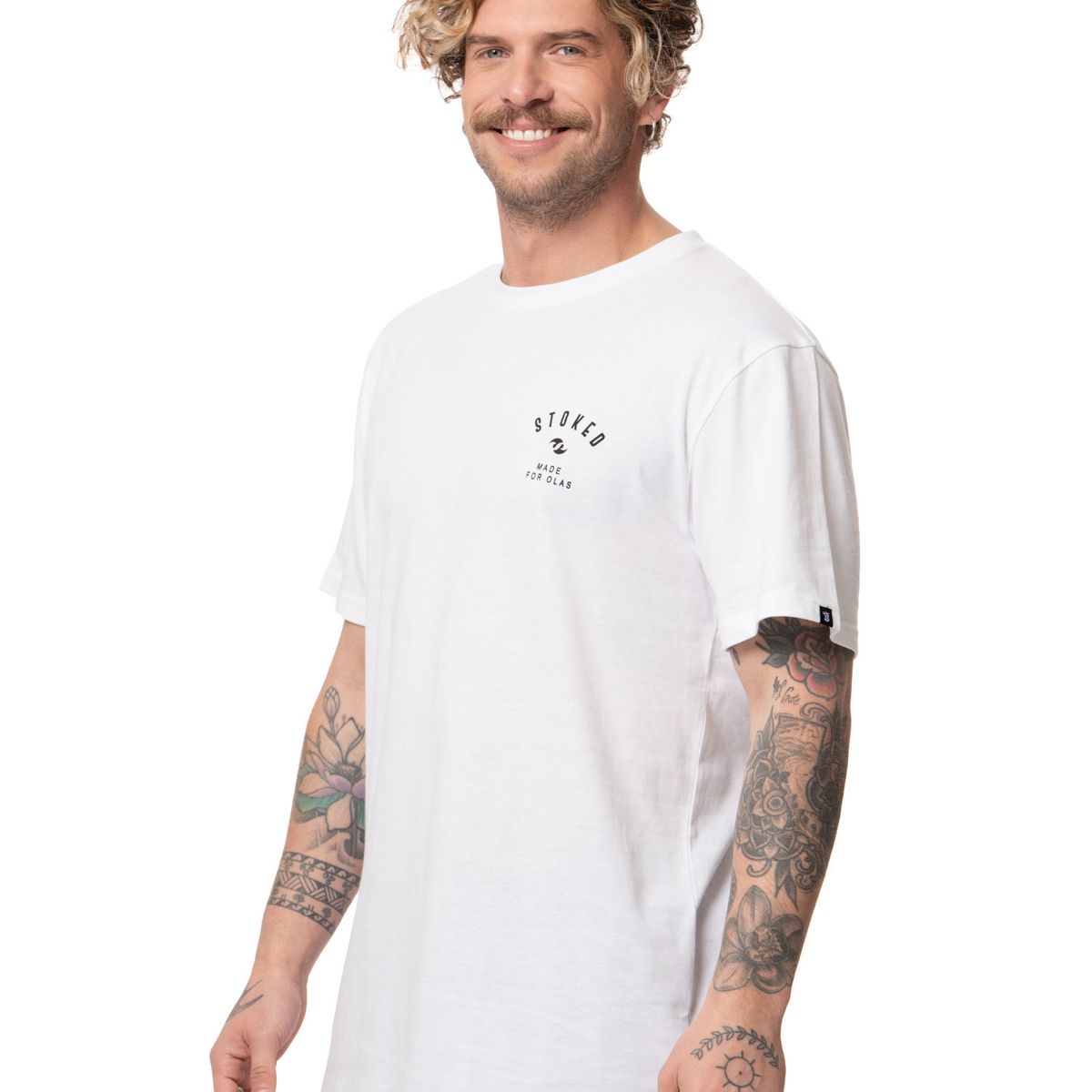 STOKED - Polera Hombre Logo Blanco Stoked