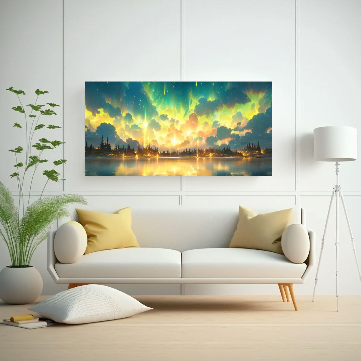 GENERICO - Pintura Abstracta De Luces Del Norte Con Colores 80x40 Cm