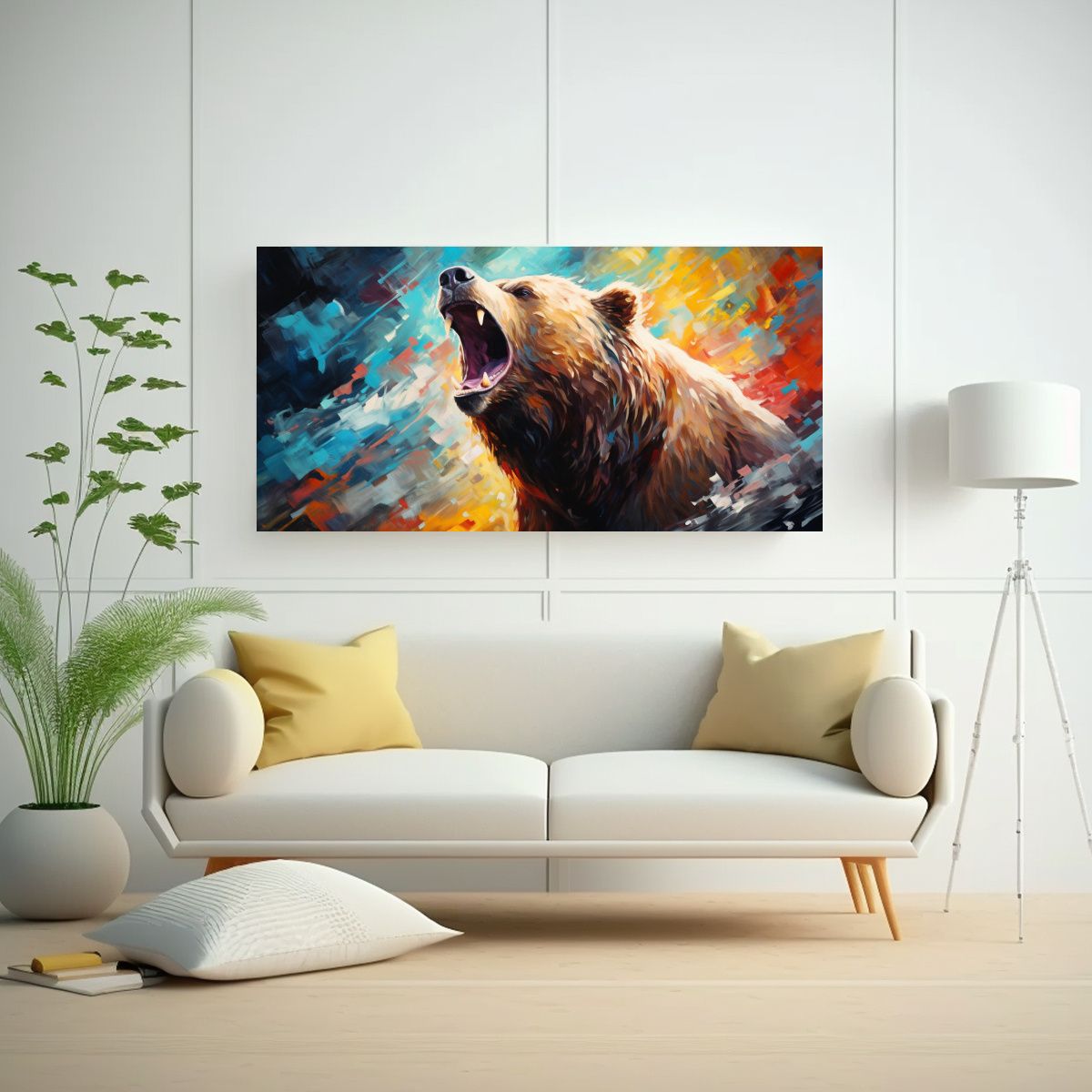 GENERICO - Pintura Al Estilo óleo De Estilo Oso Pardo En 100x50 Cm