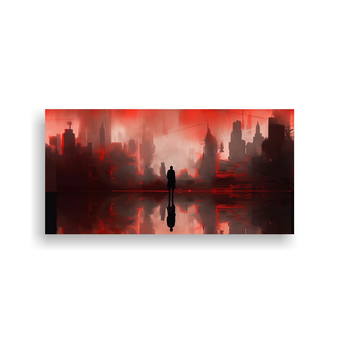GENERICO - Pintura De Siluetas Nocturnas De Gran Ciudad 60x30 Cm