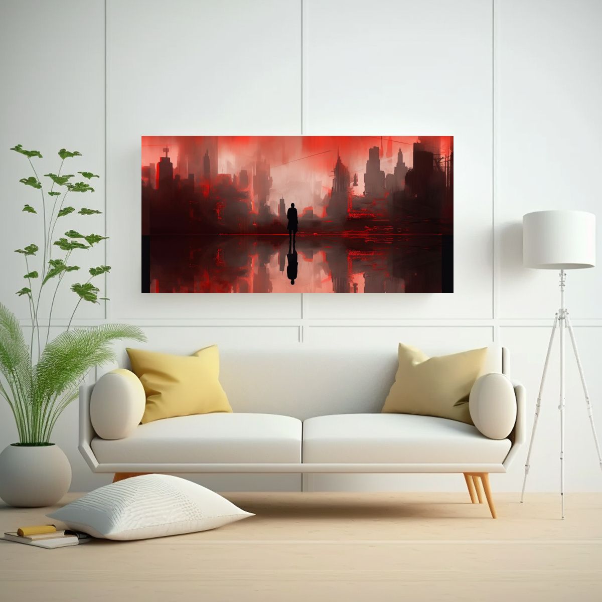 GENERICO - Pintura De Siluetas Nocturnas De Gran Ciudad 60x30 Cm