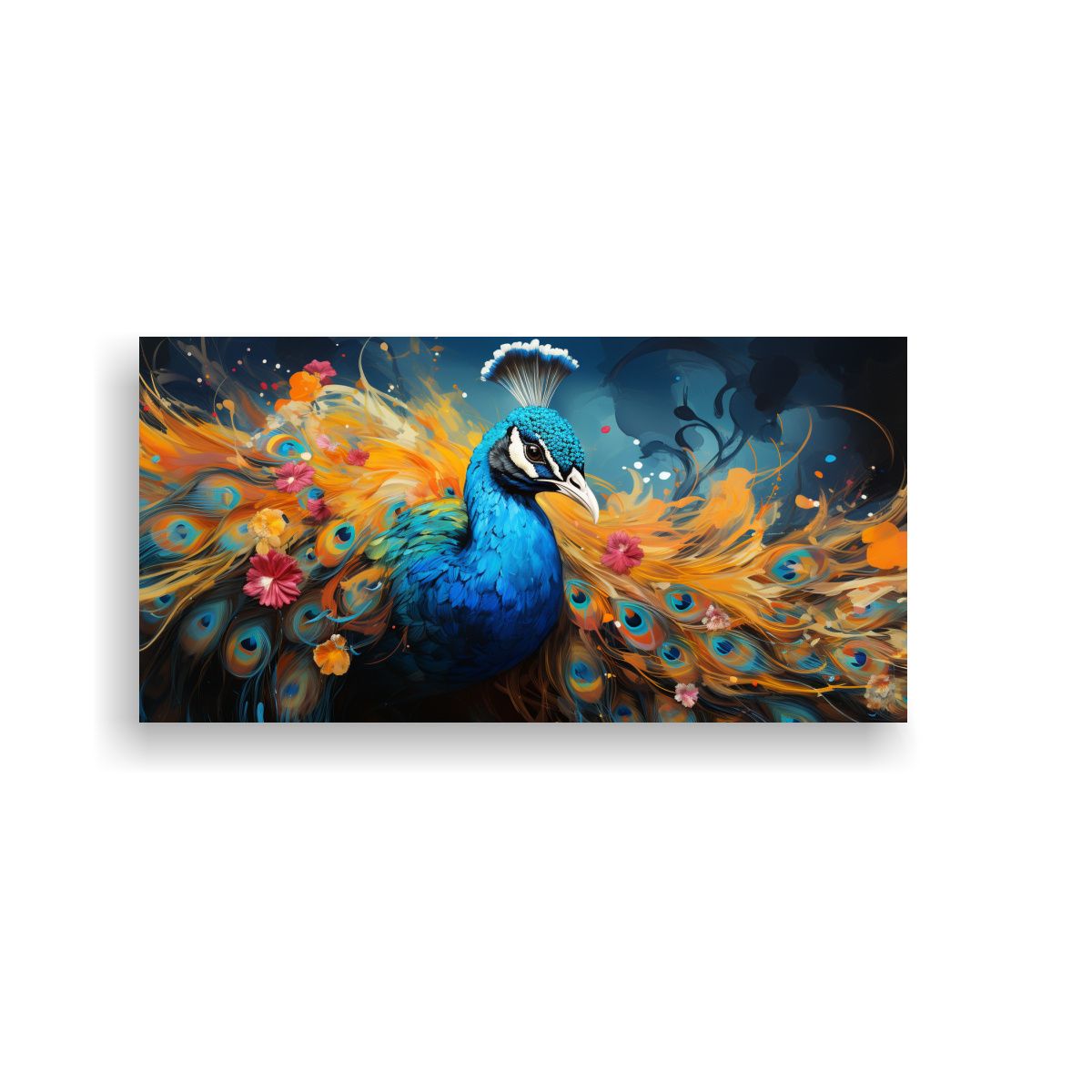 GENERICO - Pintura Decorativa Simétrica Aves En Colores 80x40 Cm