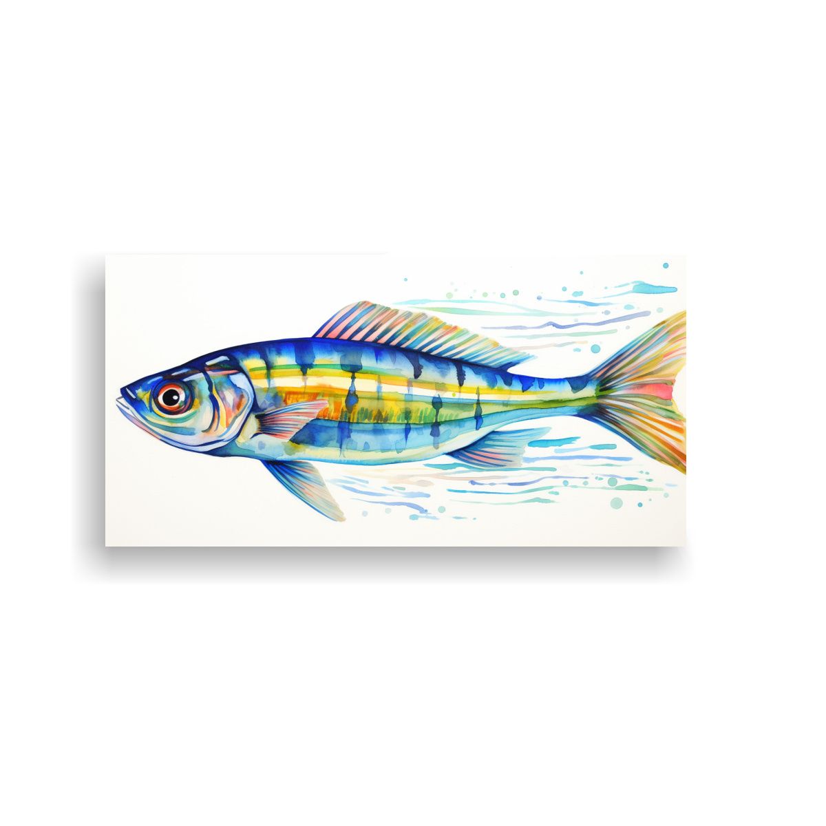 GENERICO - Cuadro Surrealista De Zebrafish En Acuarela 100x50 Cm.