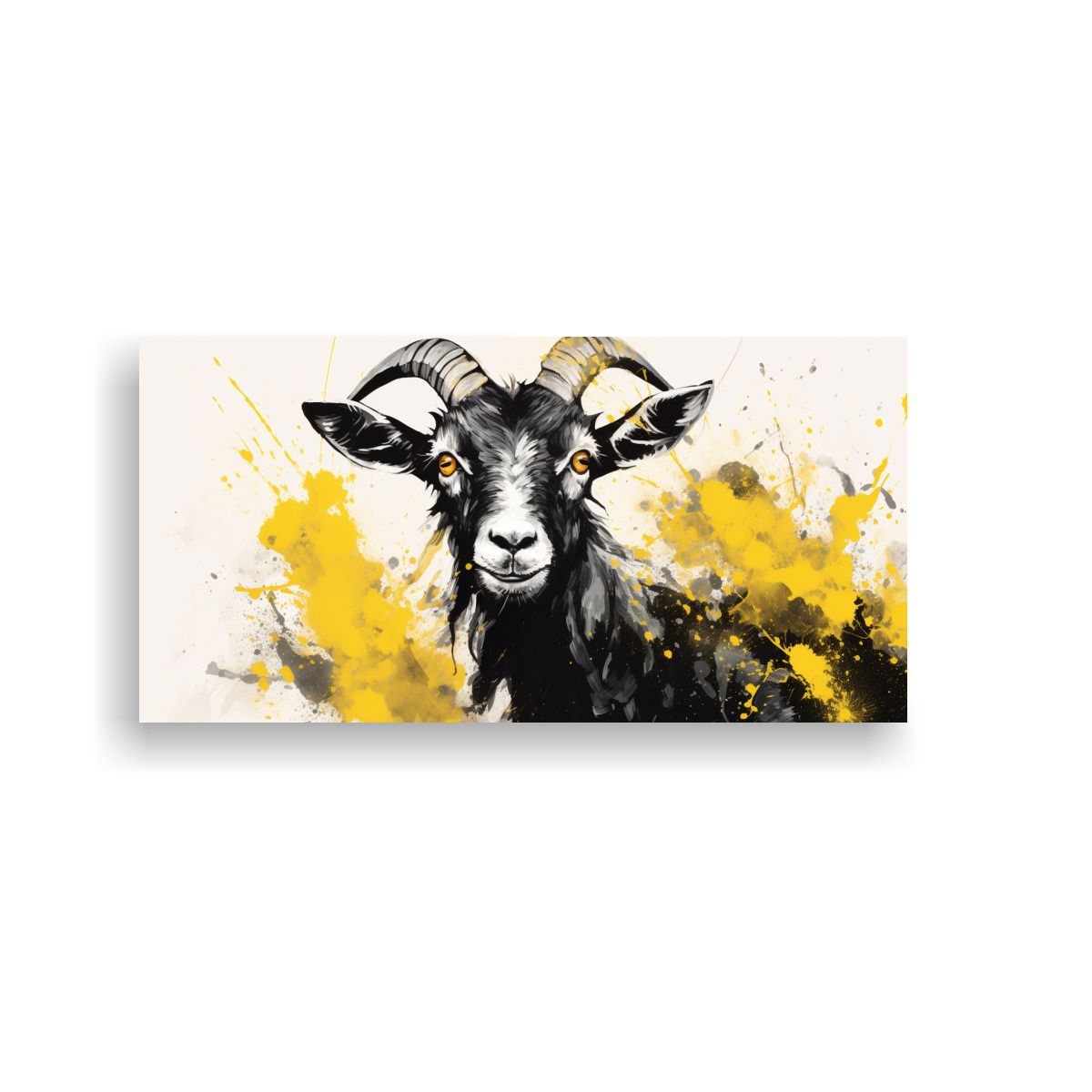 GENERICO - Pintura Original Cabra En Acuarelas Y Colores 80x40 Cm