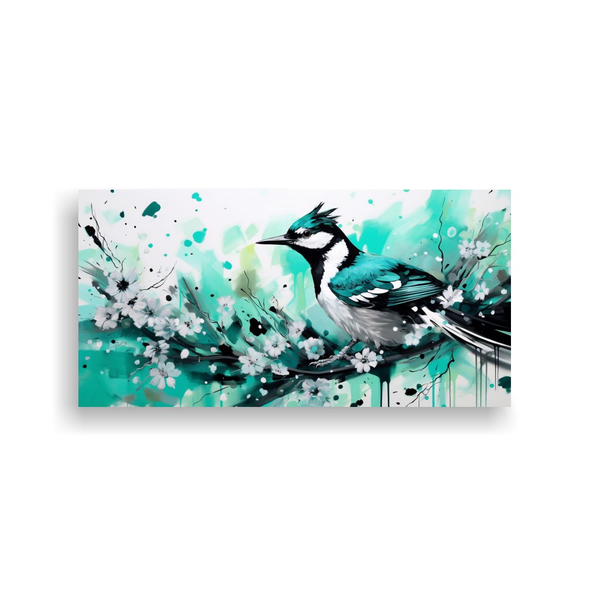 GENERICO - Cuadro Acuarela Época Ardillas En Colores Menta 80x40 Cm