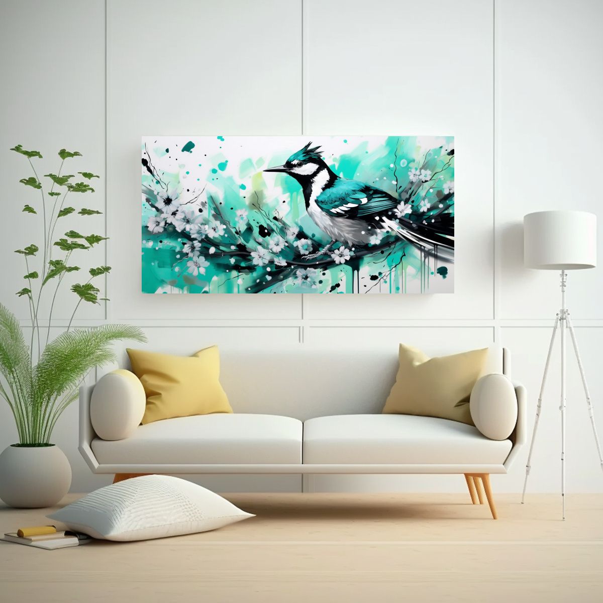 GENERICO - Cuadro Acuarela Época Ardillas En Colores Menta 80x40 Cm