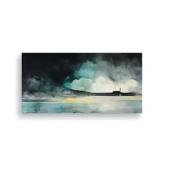 GENERICO - Pintura única Estilo Galería En Negro Turquesa 100x50 Cm