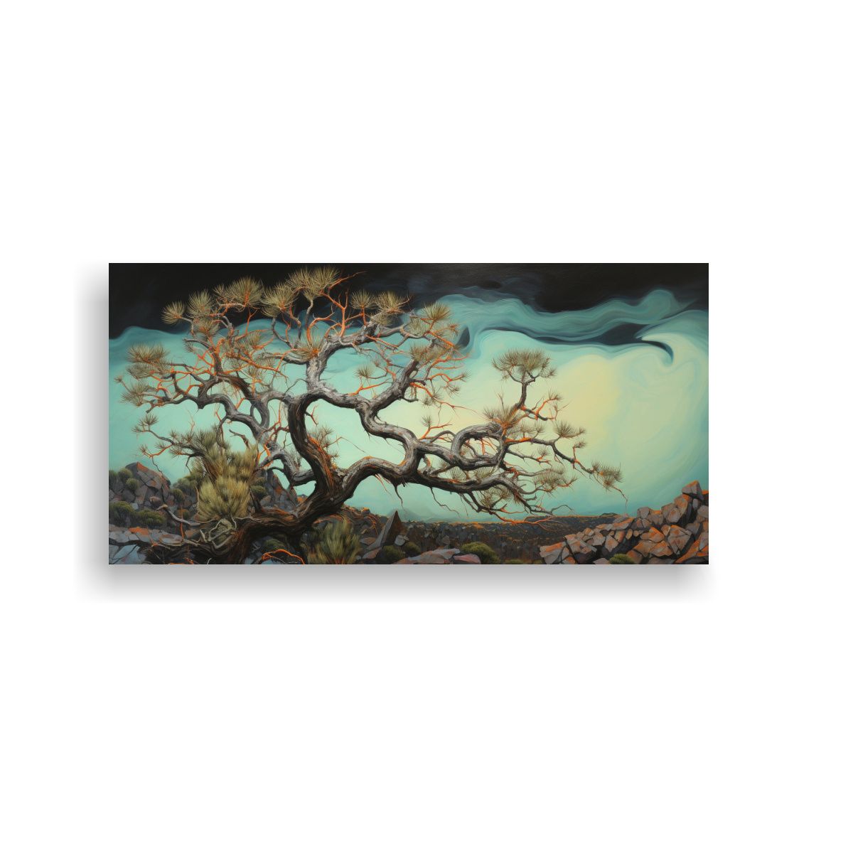 GENERICO - Cuadro Vintage Joshua Tree Abstracto Estilo óleo 60x30 Cm