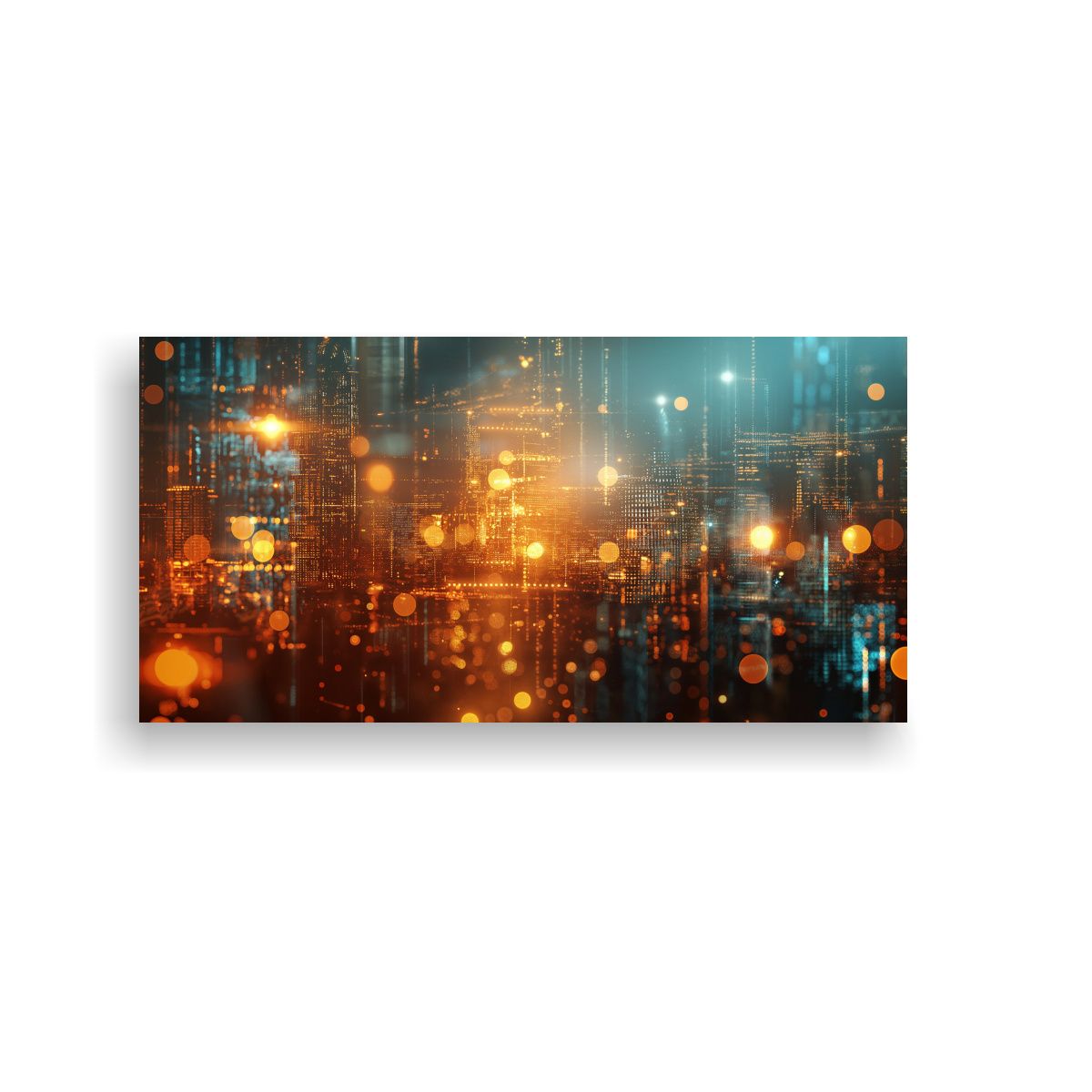 GENERICO - Cuadro Abstracto Urbano Con Cables Y Elementos 60x30 Cm