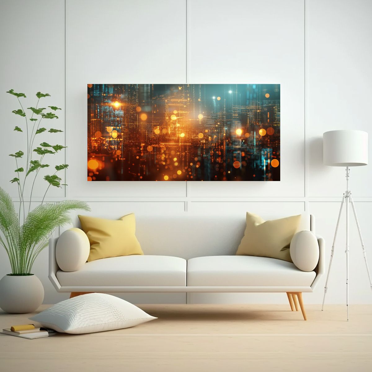 GENERICO - Cuadro Abstracto Urbano Con Cables Y Elementos 60x30 Cm