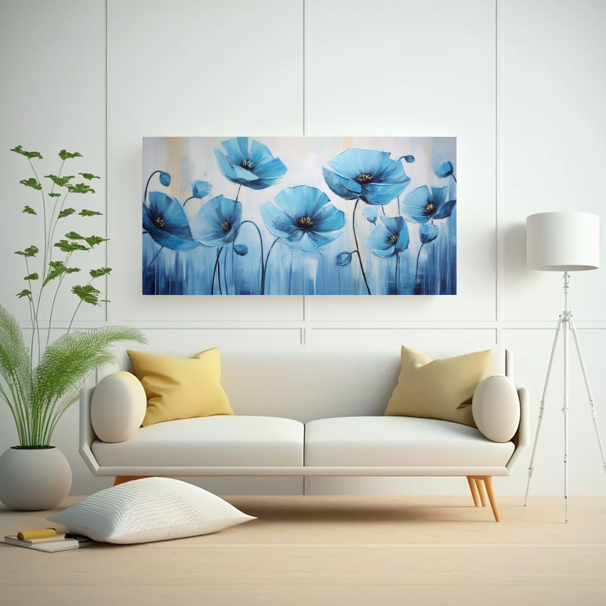 GENERICO - Pintura En Lienzo De Flores En Colores Negro Y 80x40 Cm