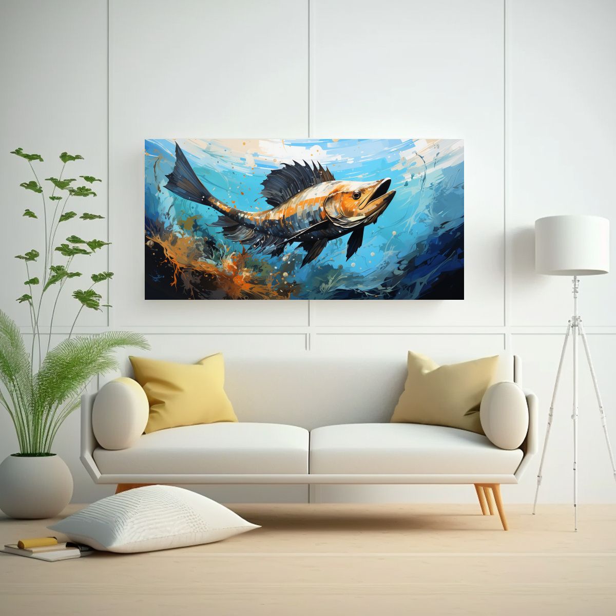 GENERICO - Cuadro Abstracto Aleta De Velero En Cascarón Y 60x30 Cm