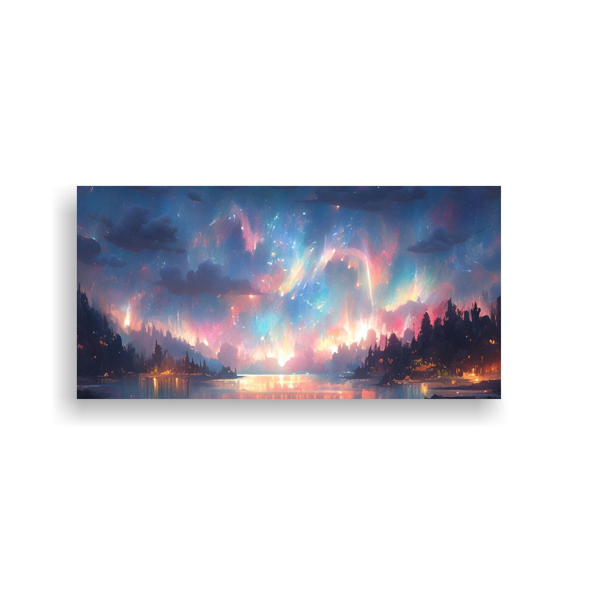 GENERICO - Cuadro Abstracto De Pared Aurora Boreal Con 60x30 Cm