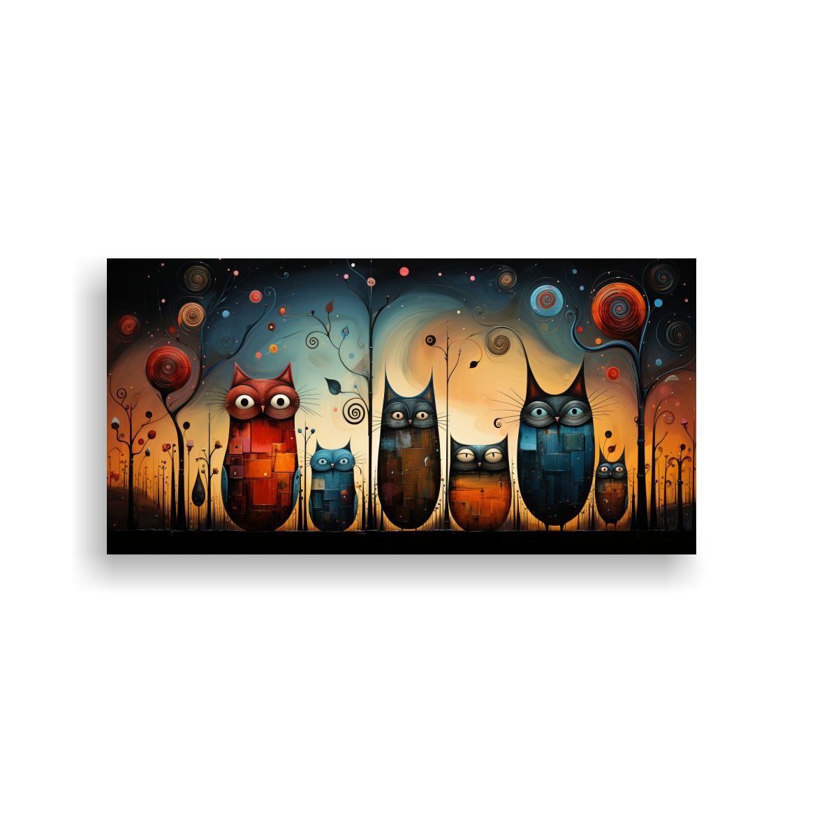 GENERICO - Cuadros De Tela Con Intenso Patrón De Gatos Y 80x40 Cm