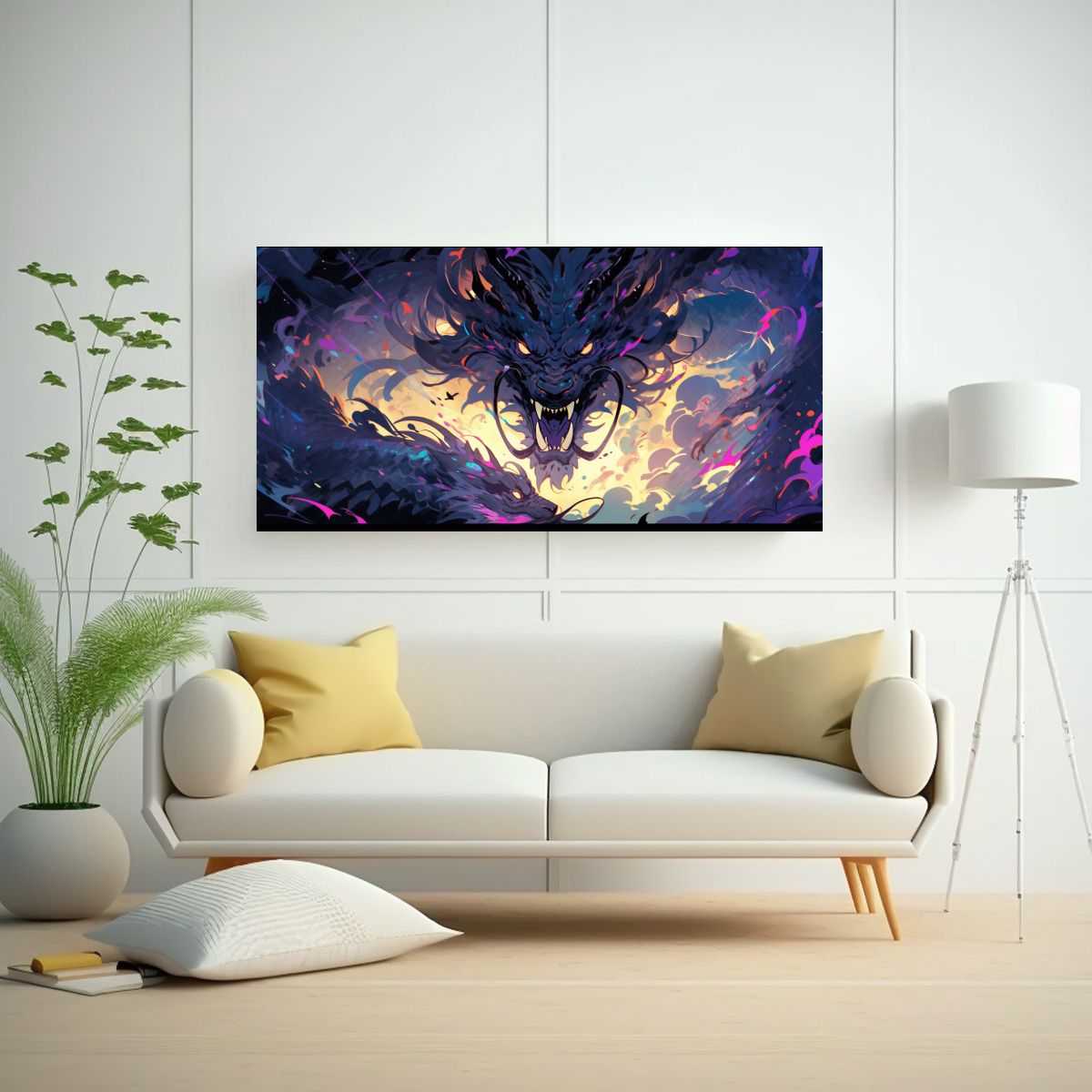 GENERICO - Cuadro Expresión Majestuosa Dragón En Colores 100x50 Cm