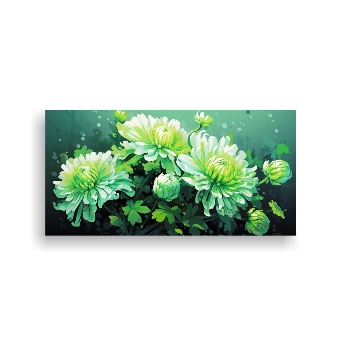GENERICO - Cuadro Horizontal Obra Maestra De Crisantemos En 60x30 Cm