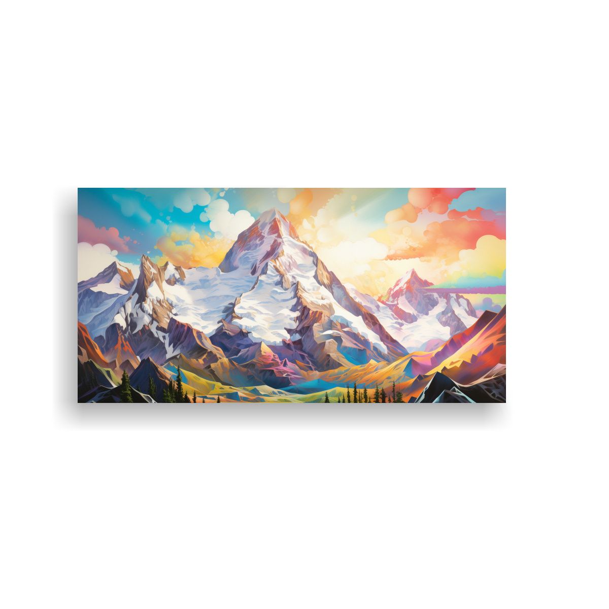 GENERICO - Pintura Lienzo Duradero Montañas Famosas Colores 100x50 Cm
