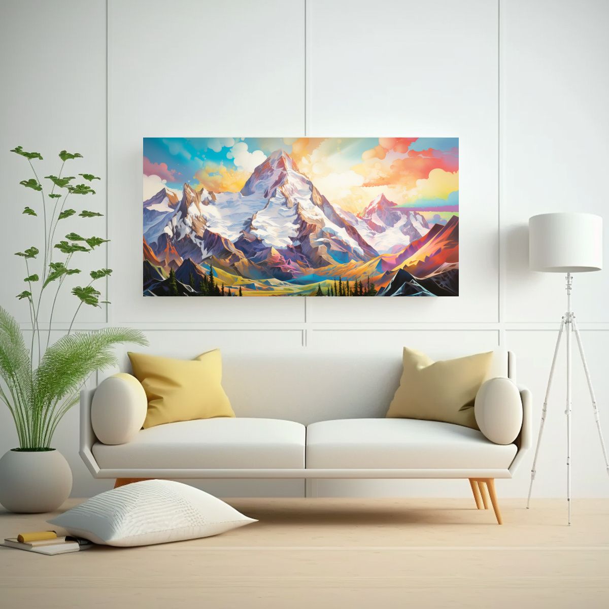 GENERICO - Pintura Lienzo Duradero Montañas Famosas Colores 100x50 Cm