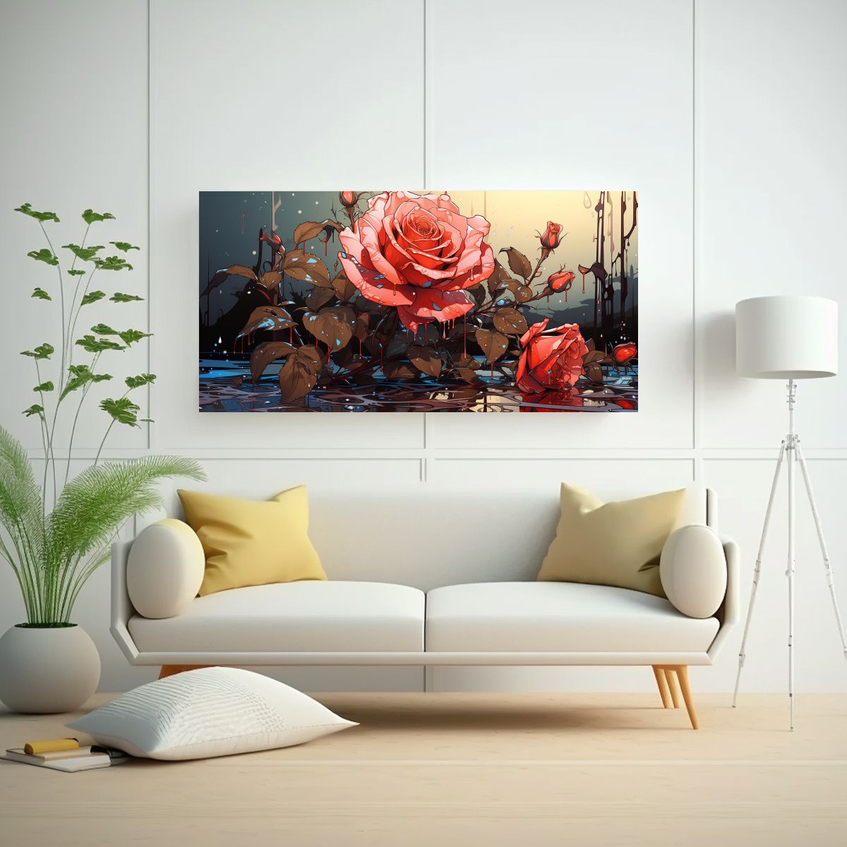 GENERICO - Arte Espectacular Para Comedor Dibujo De Rosa 80x40 Cm