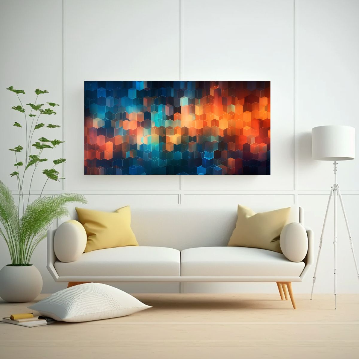 GENERICO - Lienzo De Tela Con Imagen Temática De Polígonos 60x30 Cm