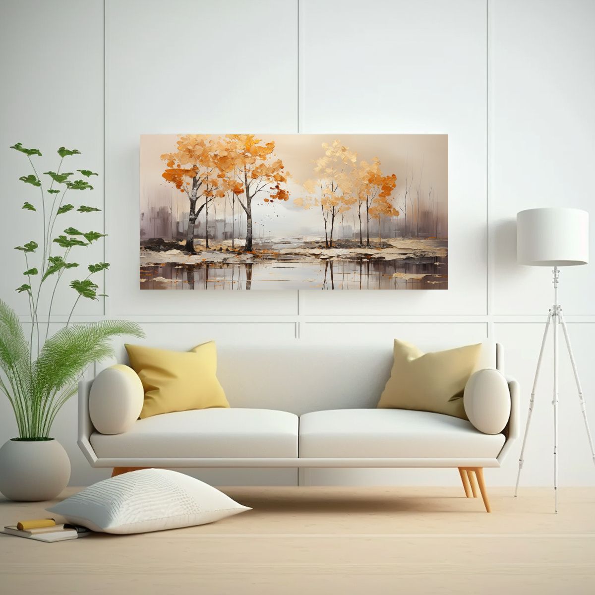 GENERICO - Cuadro Expresión Duradero De árboles En Plata Y 80x40 Cm