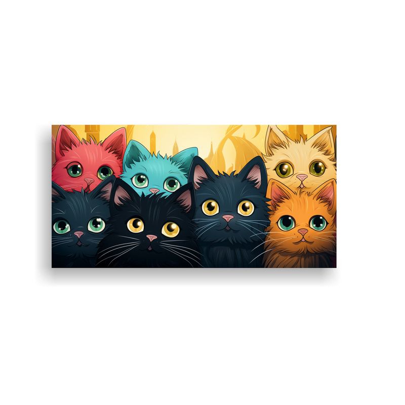 GENERICO - Cuadro Concepto Refinado Gatos Animados Colores 100x50 Cm