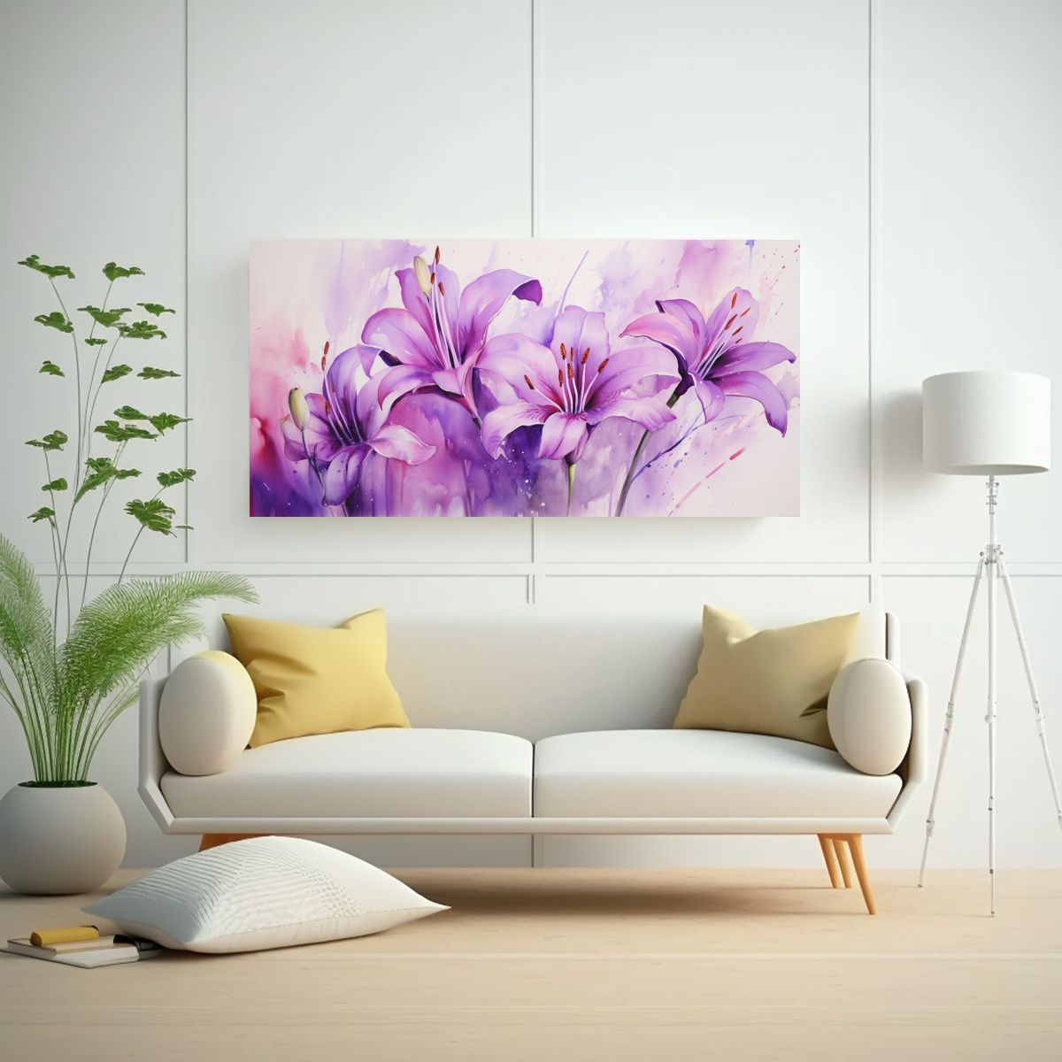 GENERICO - Lienzo Decorativo Linda A Lirios Púrpura Flores 80x40 Cm