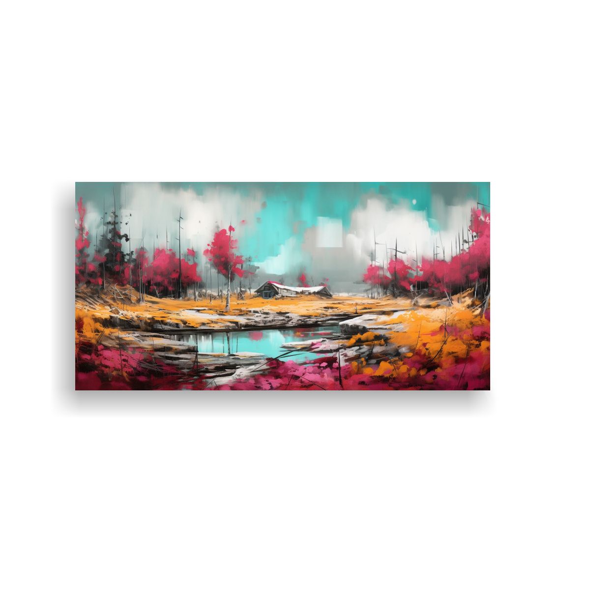 GENERICO - Cuadro Moderno Simétrico En Tonos Rosados 80x40 Cm