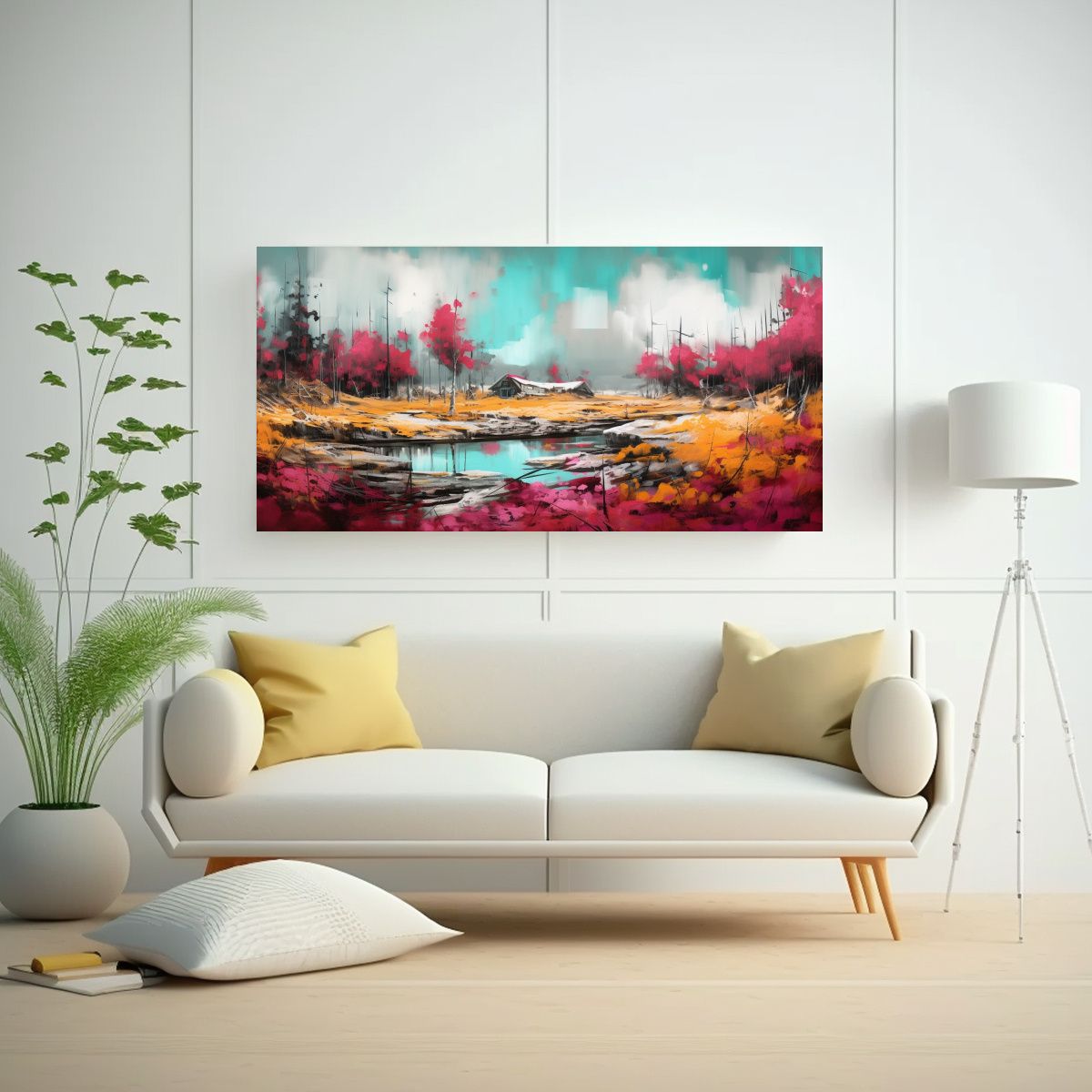 GENERICO - Cuadro Moderno Simétrico En Tonos Rosados 80x40 Cm