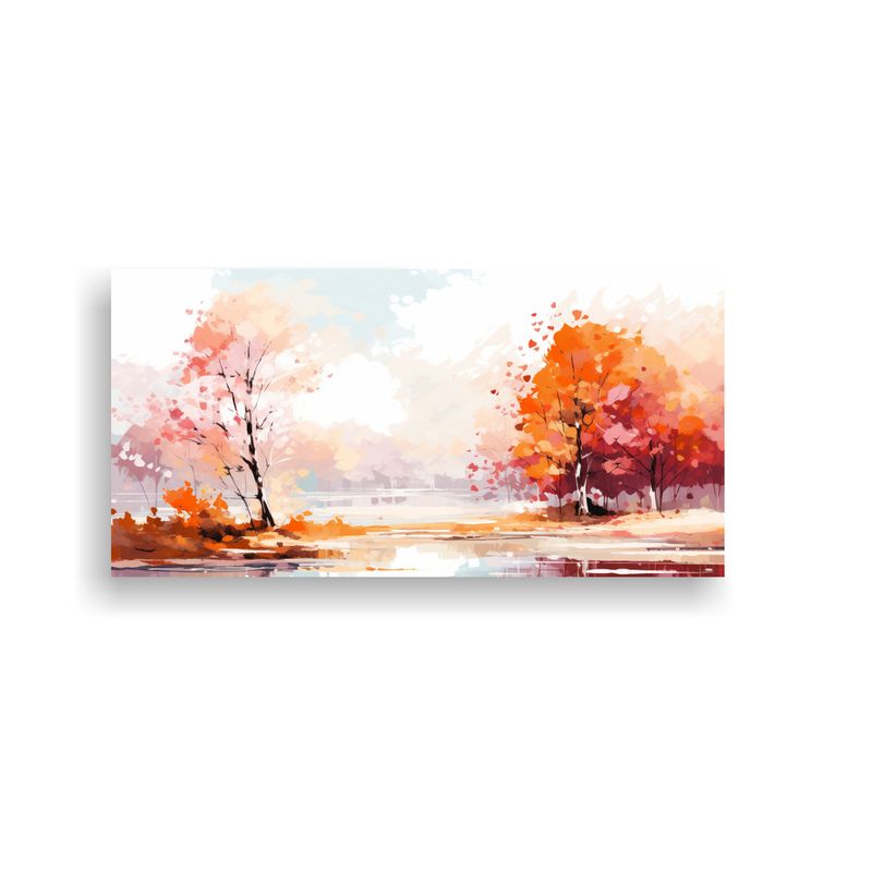 GENERICO - Mural Horizontal De Paisaje Otoñal En Blanco Neo 60x30 Cm