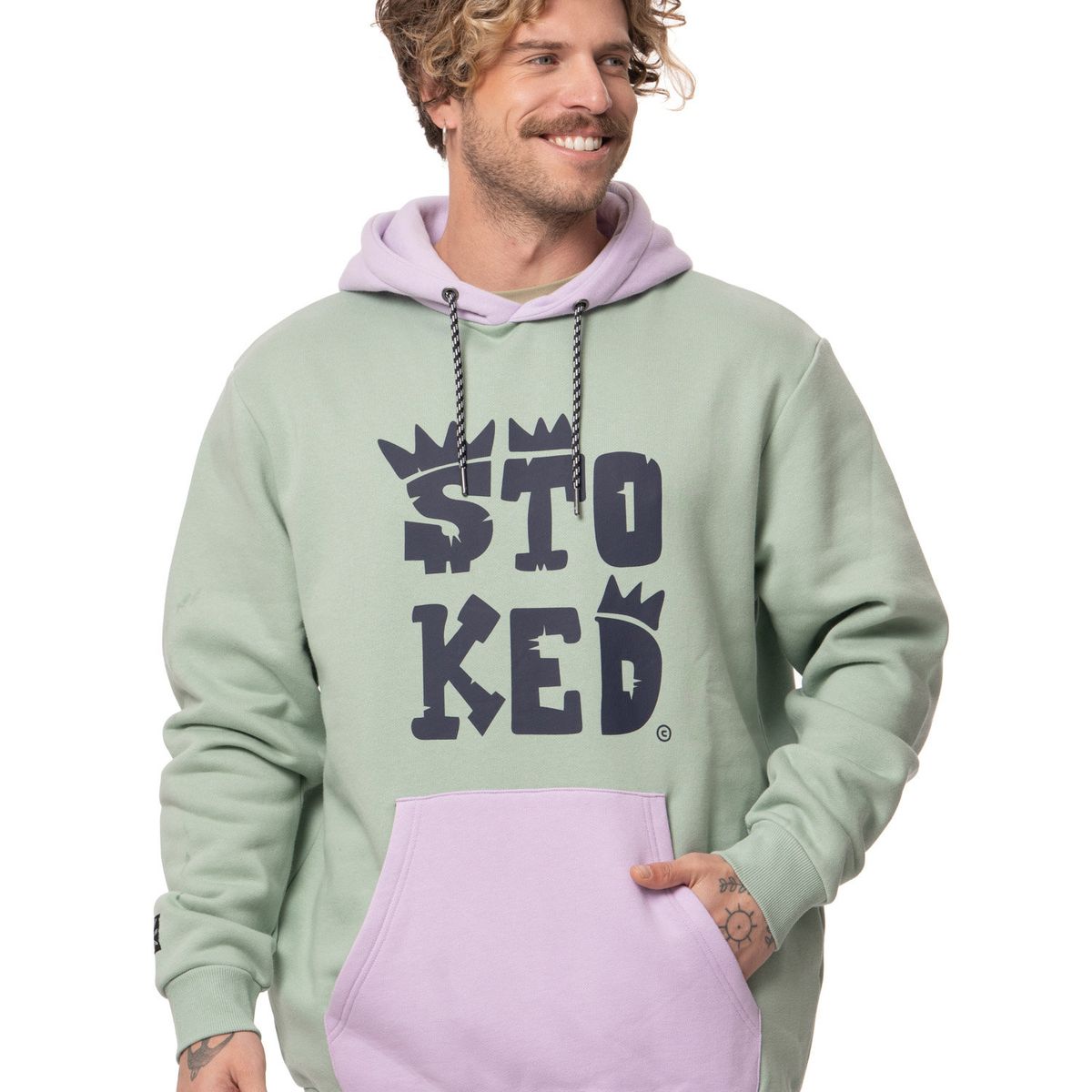 STOKED - Poleron Hombre Logo Morado Stoked