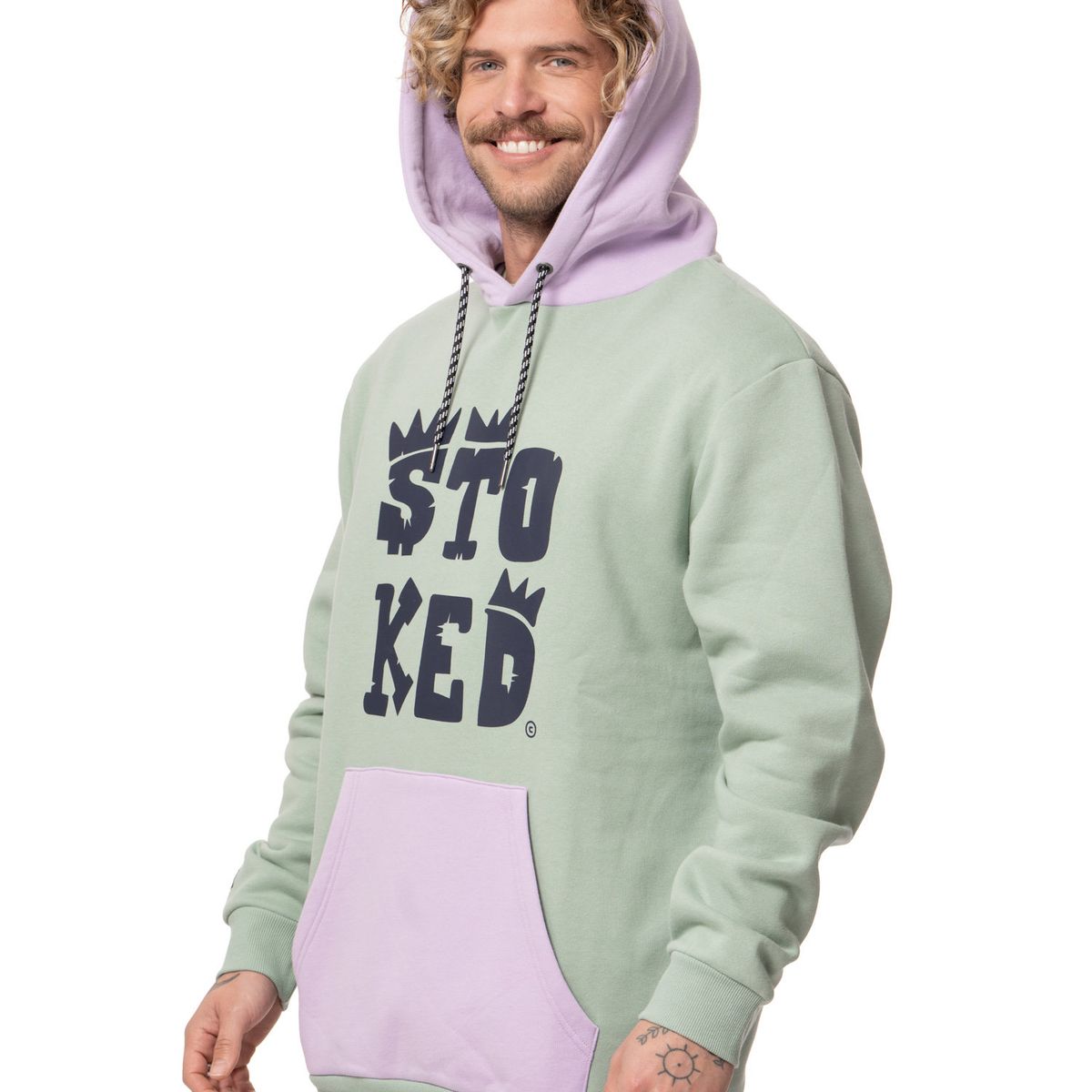 STOKED - Poleron Hombre Logo Morado Stoked