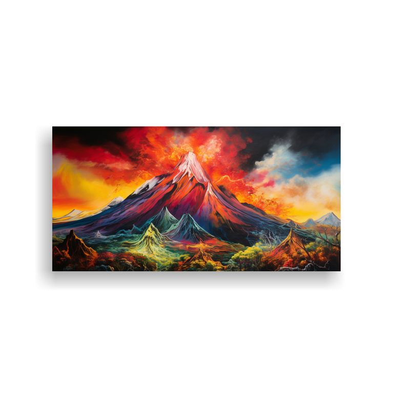 GENERICO - Pintura Abstracta De Un Volcán Con Colores 80x40 Cm