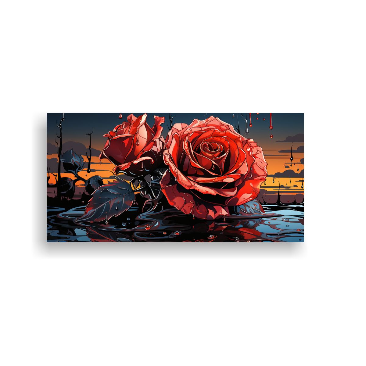 GENERICO - Cuadro De Dibujo Rectangular A Melting Rose En 80x40 Cm