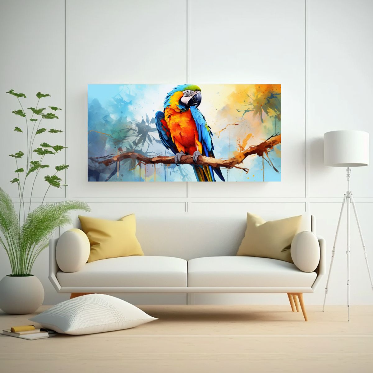 GENERICO - Cuadro De Pared Estilo Acuarela Colorida Aves 80x40 Cm