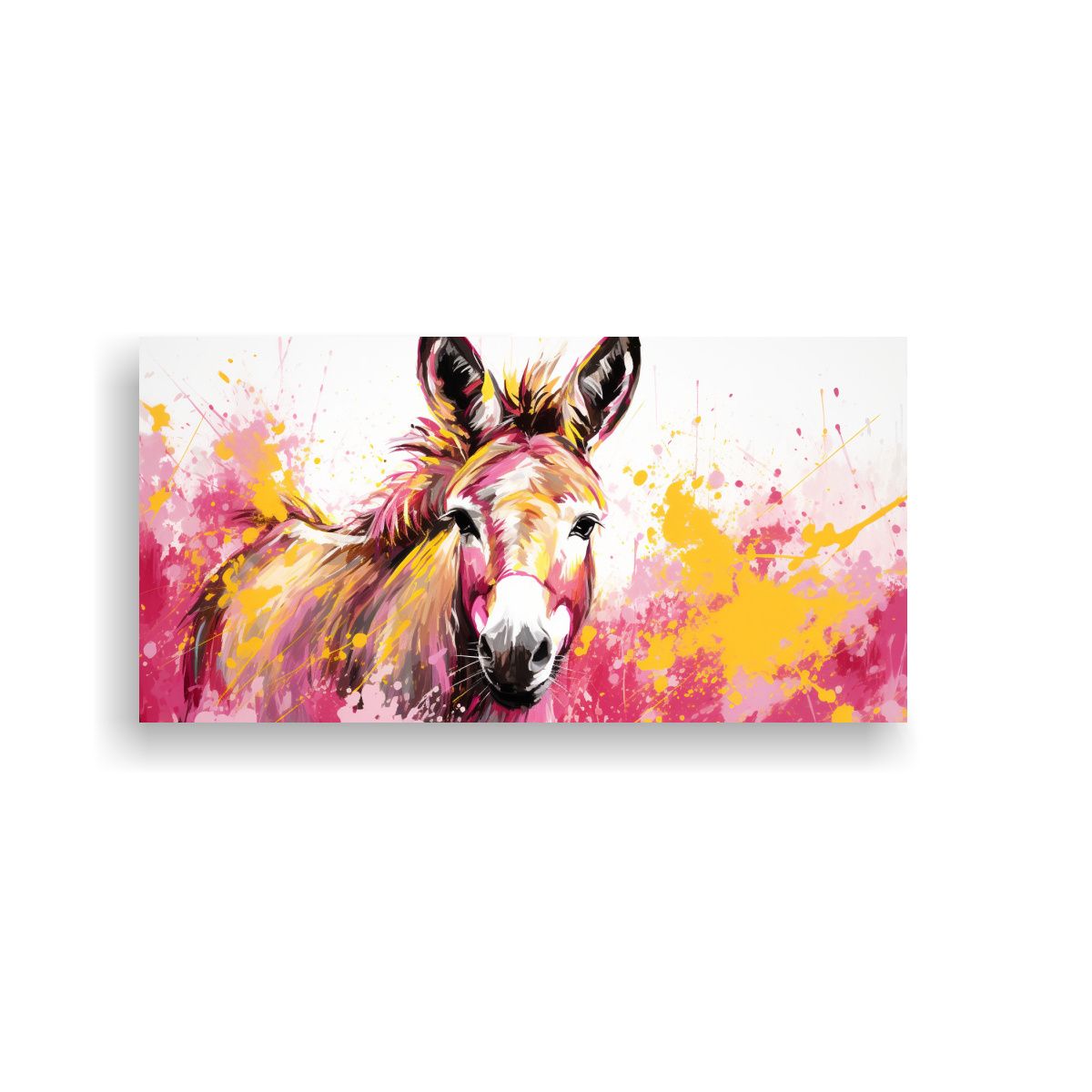 GENERICO - Cuadro Arte Pared Resistente Burro En Oro Y Rosa 80x40 Cm