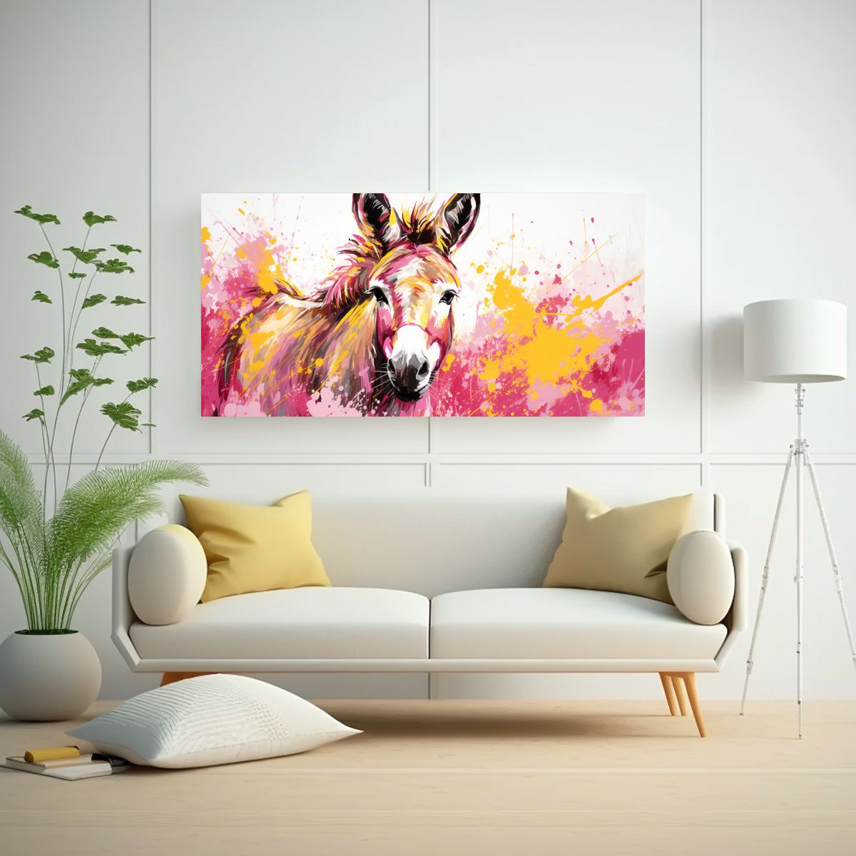 GENERICO - Cuadro Arte Pared Resistente Burro En Oro Y Rosa 80x40 Cm