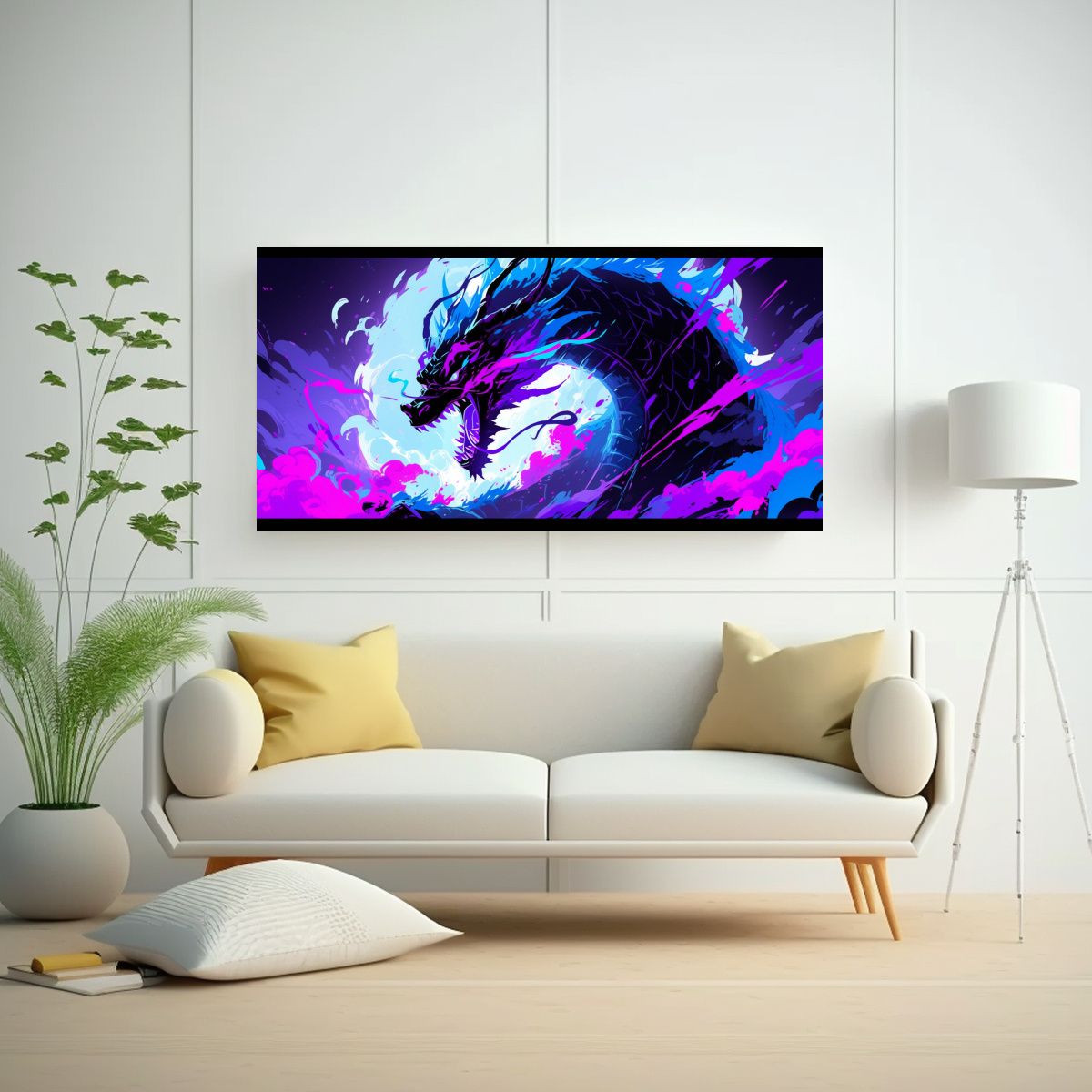 GENERICO - Pintura De Pared Fantasía Dragón En Morado Y 80x40 Cm