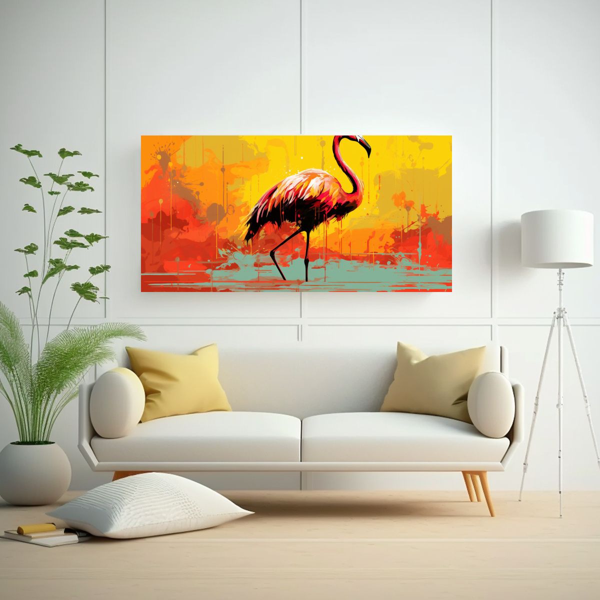 GENERICO - Pintura Duradera De Flamingo En Tonos Marrón Y 60x30 Cm